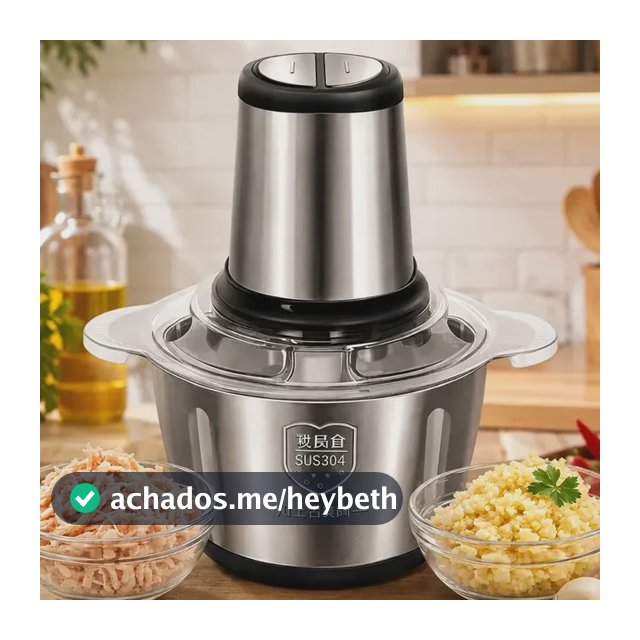 Multiprocessador Elétrico De Alimentos Em Inox 2l Triturador De Alho Tempero Processador De Carne E Legumes Multifuncional Portátil 110v