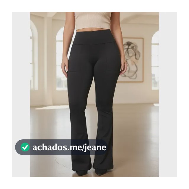 Calça Feminina Legging Flare Flanelada Cintura Alta E Lycra