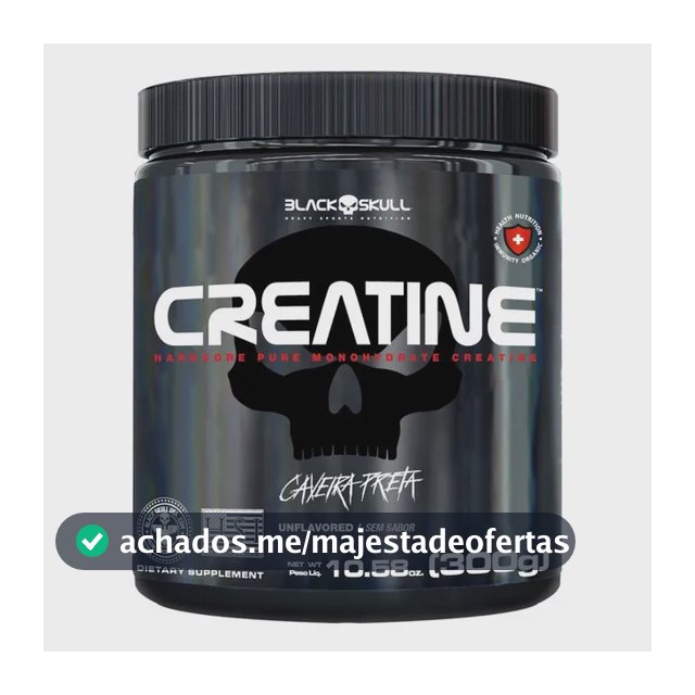 Creatina Monohidratada Pura Black Skull Pura 300g - 100% Monoidratada Em Pó Sem Sabor X 300g