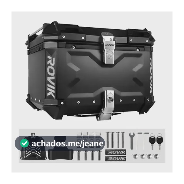 Baú Moto Top Case Traseiro 45 L + Base + Encosto Big Trail Cor Preto