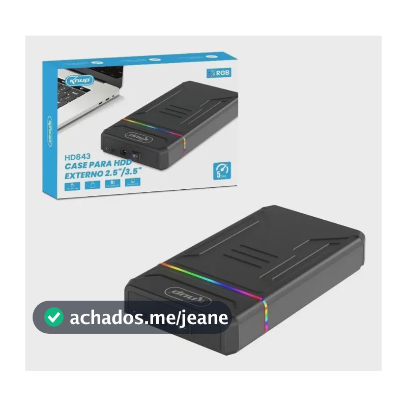 Case Hd Ssd Externo Usb 3.0 Sata 2,5/3,5 4tb Com Fonte Knup
