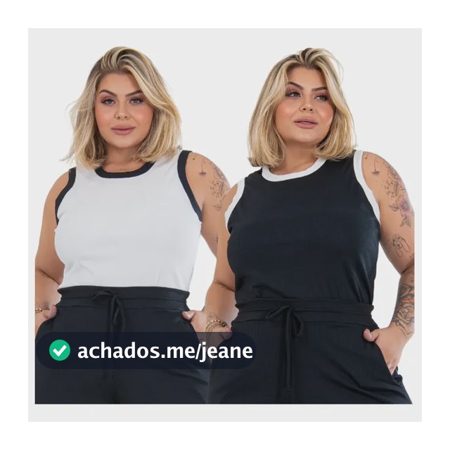 Kit 2 Regatas Plus Size Bicolor Blusa Malha Elastano Até G4