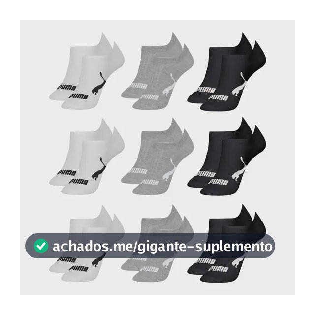 Kit 9 Pares Meias Puma Soquete Cano Curto Sapatilha Original
