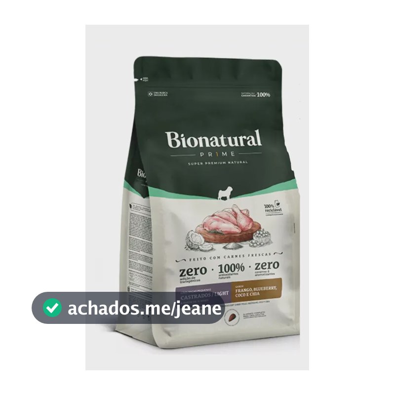 Ração Seca Bio Natural Cães Pequenos Adultos Light Frango 10,1kg