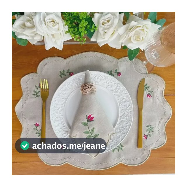 8 Pçs (4 Jgs) Jogo Americano Bordado Rosas +guardanapo Begerosas Bordado