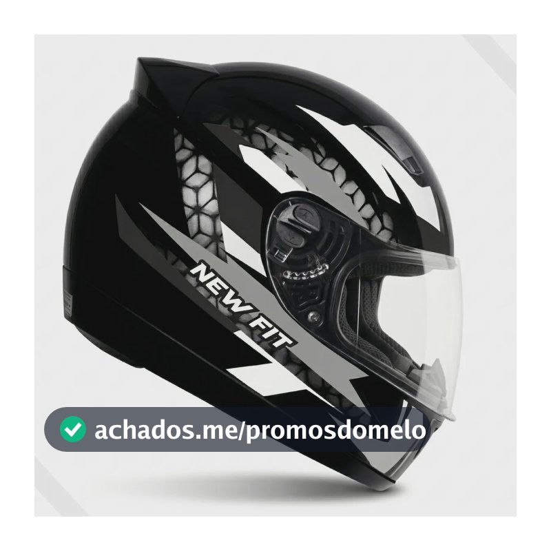 Capacete Fechado Ebf New Fit Control Esportivo Moto Preto Prateado Brilhante 57/58