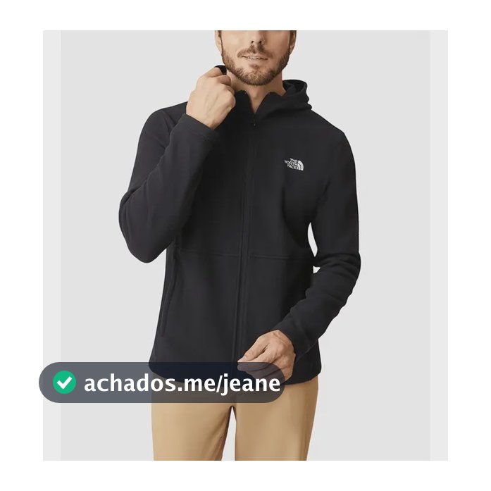 Fleece Masculino Glacier Full Zip Com Capuz The North Face Tnf Black P Liso