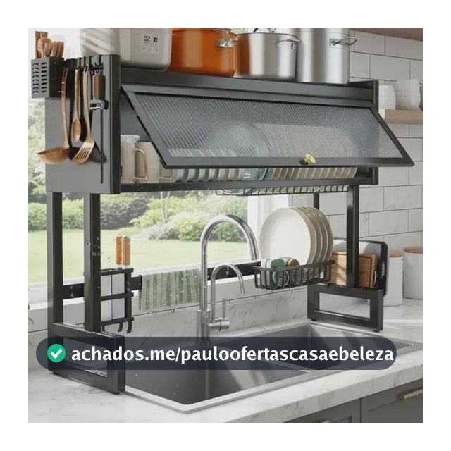 Escorredor De Louça Cozinha Pratos Organizador De Pia 65cm Preto