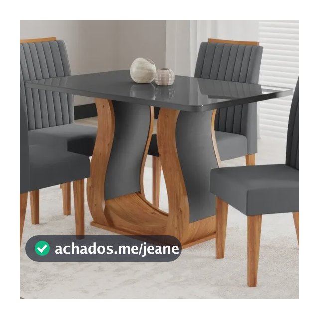 Mesa De Jantar 120x80cm Tampo Com Vidro 4 Cadeiras Fh Mel/cinza