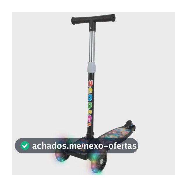 Patinete Infantil 3 Rodas Com Led Dobrável Menino Menina Preto