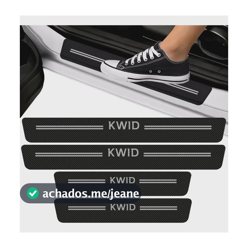 Soleira De Porta Fibra De Carbono Protetora Preto Premium Kwid