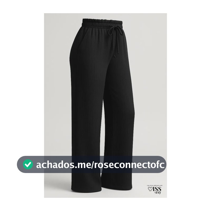 Calça Feminina Alfaiataria Wide Leg Social Pantalona Preta Gg
