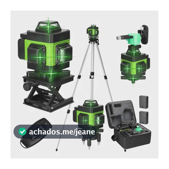 Kit Nível A Laser Verde 12 Linhas Esquadro + Suporte + Tripé