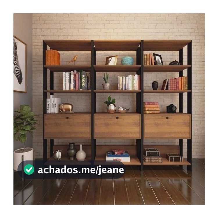Conjunto 3 Estantes Para Livros Industrial 1 Porta Mdp Db Marrom