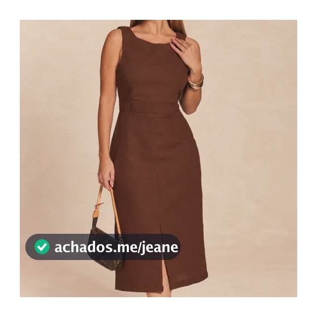 Vestido Midi Linho Com Fenda Elegante E Alças Confortáveis