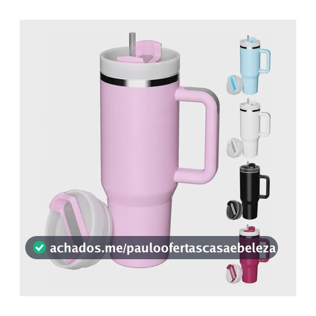 Copo Termico Inox 1200ml Com Alça E Canudo , Tampa Vedada