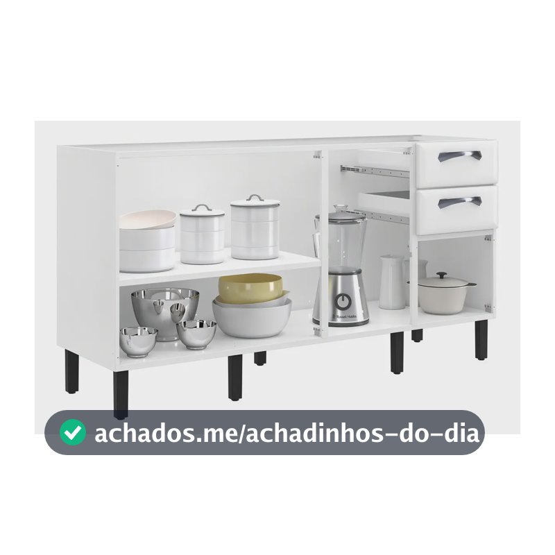 Balcão Itatiaia New Premium de Aço 160 cm Com 4 Portas e 2 Gavetas Branco