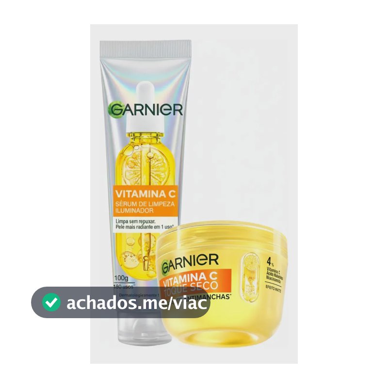 Garnier Kit Vitamina C, Sérum de Limpeza Iluminador, Serumnete 100g + Hidratante Facial Toque Seco Antimanchas 85g