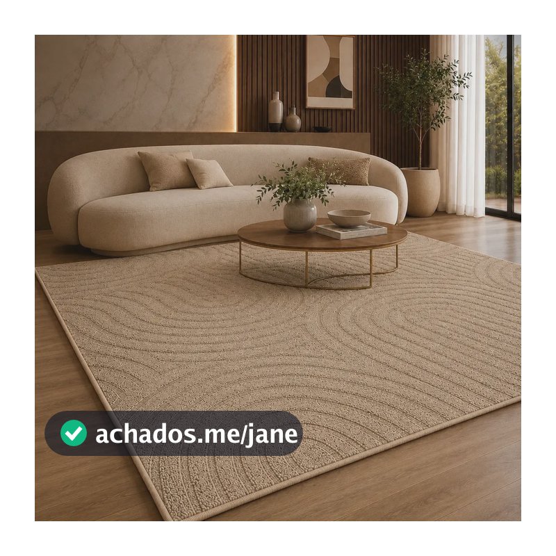 Tapete Moderno 2,5x2,0 Antiderrapante Alto Relevo Sala Bege 2.5 M 2 M Bege
