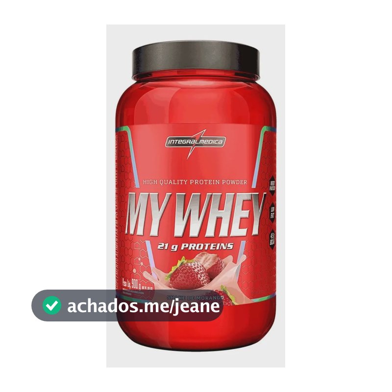 My Whey Shake De Morango 900g Integralmédica Whey Protein 21g Proteína BCAA Aminoácidos Suplemento Alimentar Ganho Massa Muscular Hipertrofia Recuperação Pós Treino Low Carb Rápida Absorção