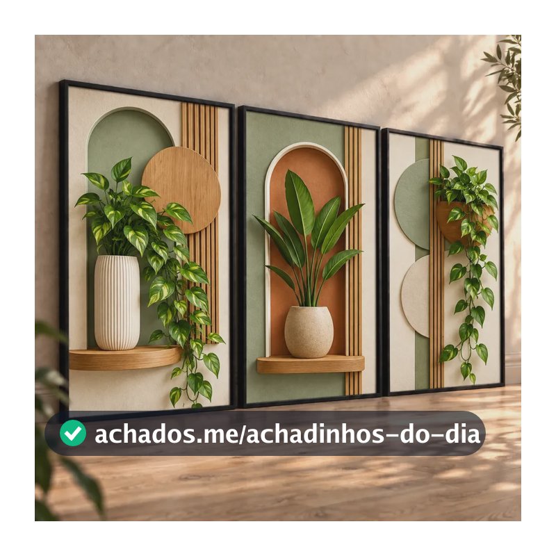 Quadros Decorativos Boho Vaso Plantas Geométrica Luxo Kit Abstrato