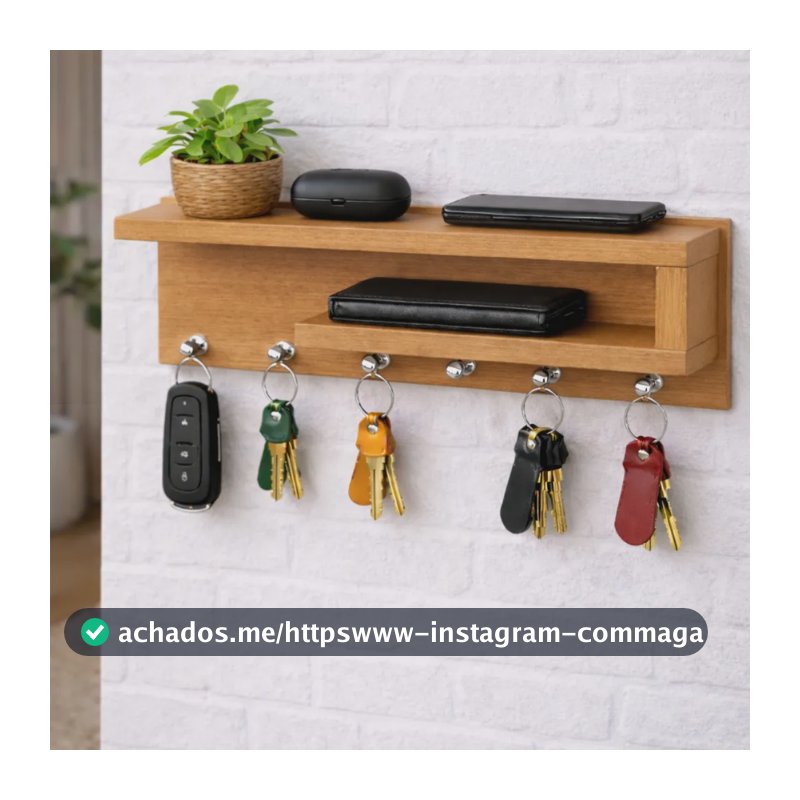 Porta Chaves Com Nicho E Prateleira 100% Mdf Amadeirado