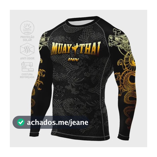 Camisa Rash Guard Segunda Pele Proteção Uv Dragon Thai Cores