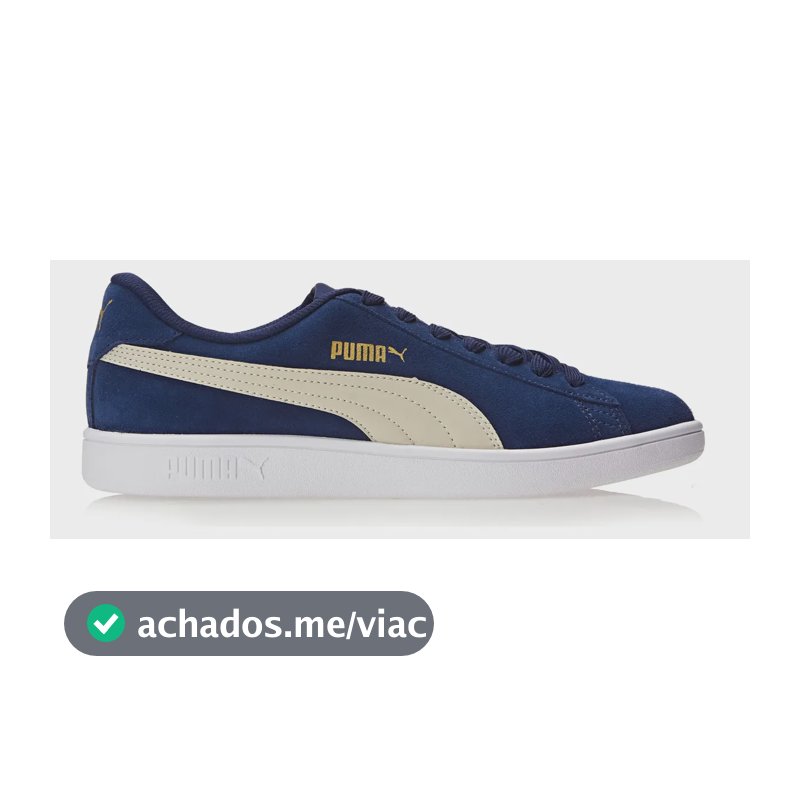 Tênis Masculino E Feminino Smash V2 Bdp Puma Peacoat-tapioca-puma Team Gold-puma White Liso 40