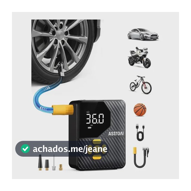 Mini Compressor de Ar Portátil AstroAI 150 psi para Pneus com Tela Digital e Lanterna