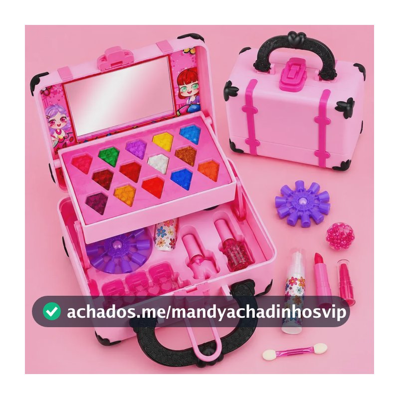 Kit de Maquiagem Infantil Im Toys com Estojo Rosa para Meninas