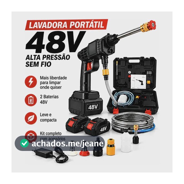 Lava Jato Lavadora Portátil Sem Fio 48v 2 Baterias Maleta
