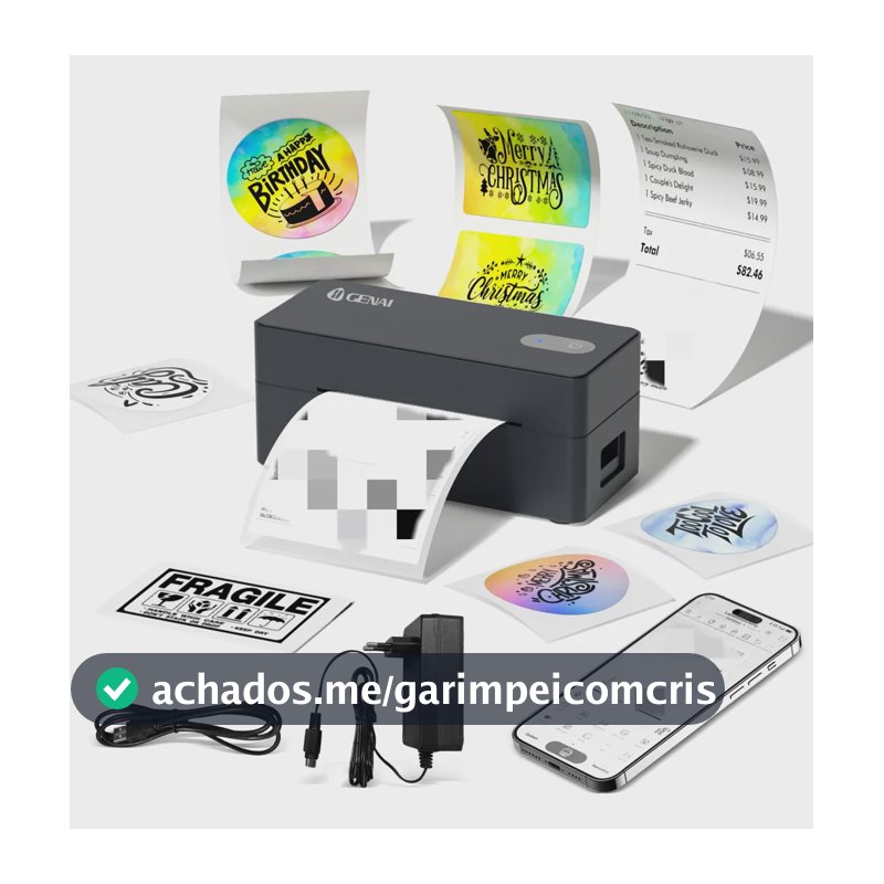 Impressora De Etiquetas Térmica Sem Fio P/ Correios E Envio Preto 127/220v