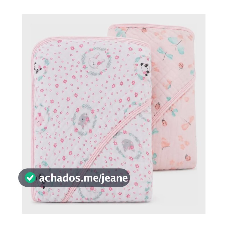 Kit 2 Toalhas Fraldas De Banho Bebê C/capuz Soft Macia Rosa