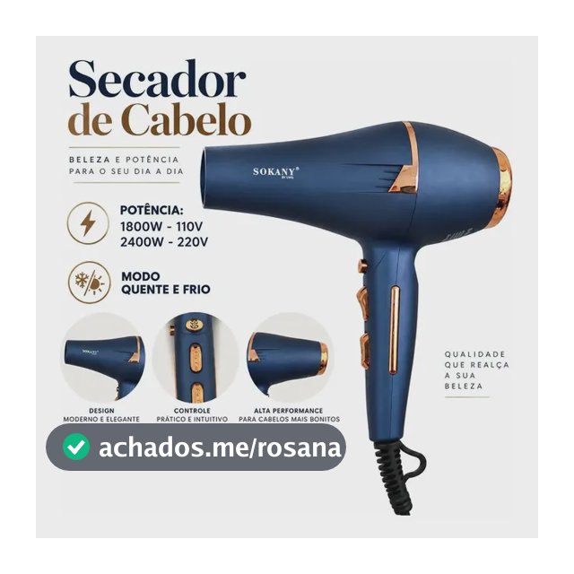 Secador Com Difusor De Cabelos Profissional Cacho Leve