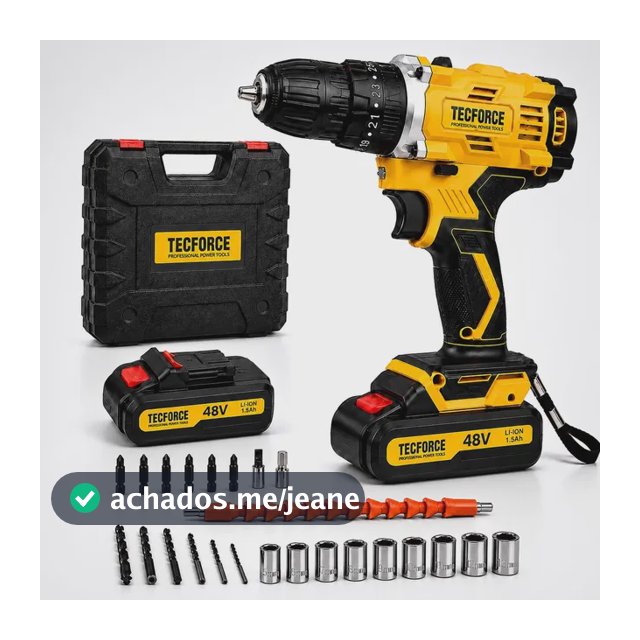 Parafusadeira Furadeira Tecforce 48v 2 Baterias Com Maleta