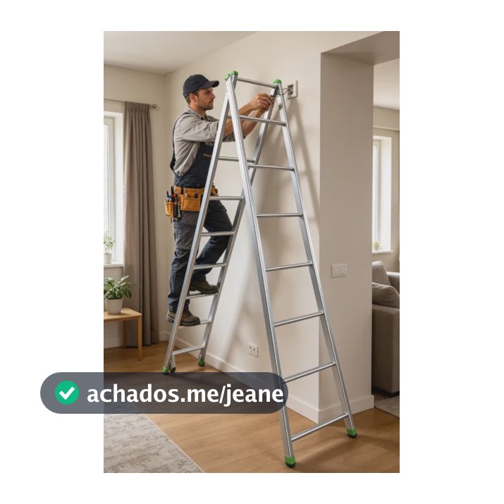 Escada Extensiva  7 Degraus Reforçada Ferro Galvanizado Prata