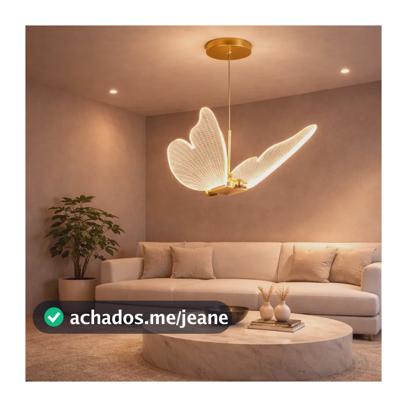 Pendente Led Luminária Borboleta Dourado Moderno 3000k 127/220v Dourado
