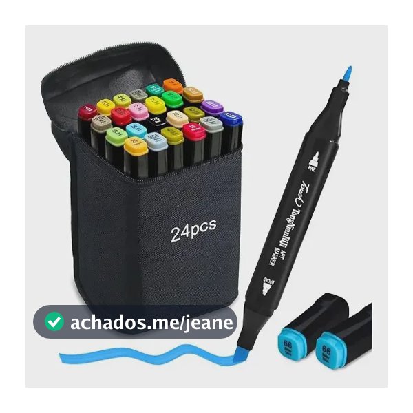Marcador Conjunto Ponta Dupla Canetas Kit 24 Cores Canetinha Permanente Estojo Escolar Touch