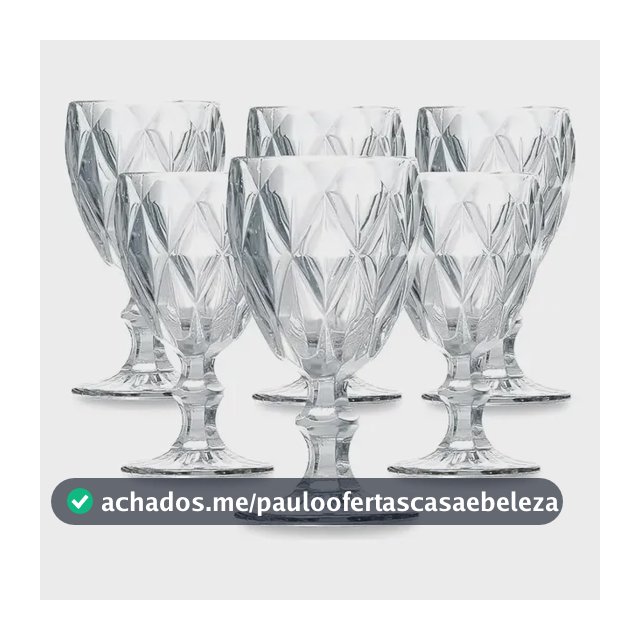 Conjunto de Taças de Vidro 340ml Diamond Line - 6 Peças Transparente