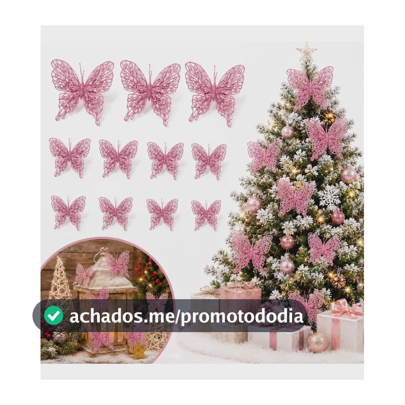 Kit 12 Borboletas Adesivas Decoração Parede Bolo Aniversário Rosa
