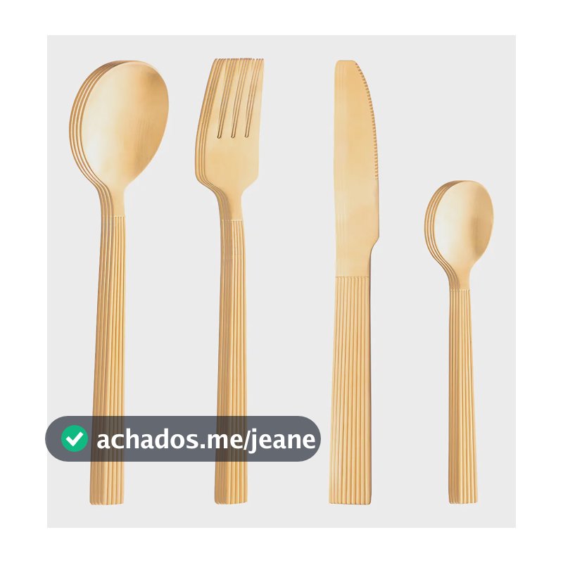 Faqueiro 16 Peças Lyor Athenas De Aço Inox Dourado Azul