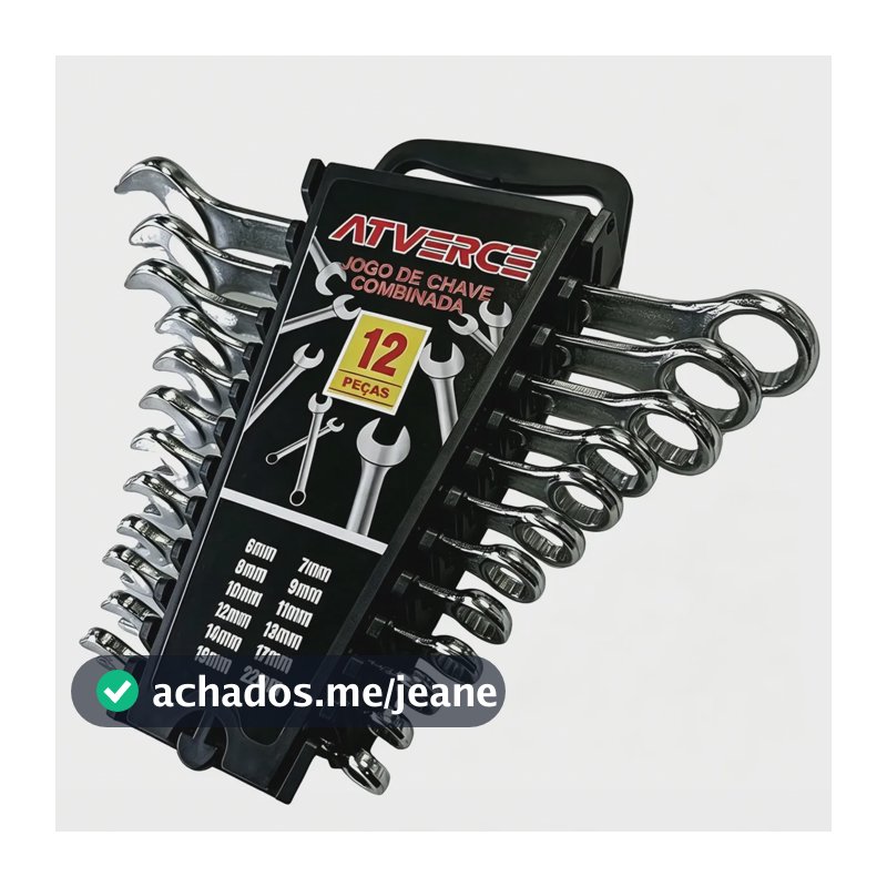 Kit Jogo de Chave Combinada 12 Peças 6mm‑22mm Chaves Boca e Estrela Cromo Vanadium, Ferramentas Manuais para Mecânica Automotiva, Oficina e Reparos Residenciais Uso Diário Marca ATVERCE
