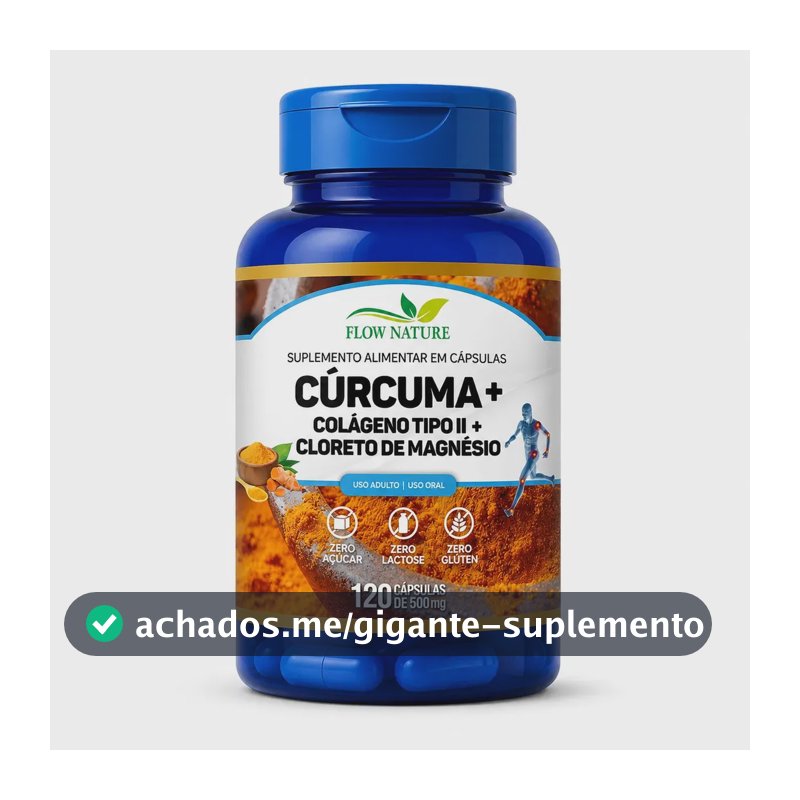 Curcuma Com Colágeno Tipo 2 e Cloreto Magnésio 120caps Suplemento Natural Natsu Produtos Naturais