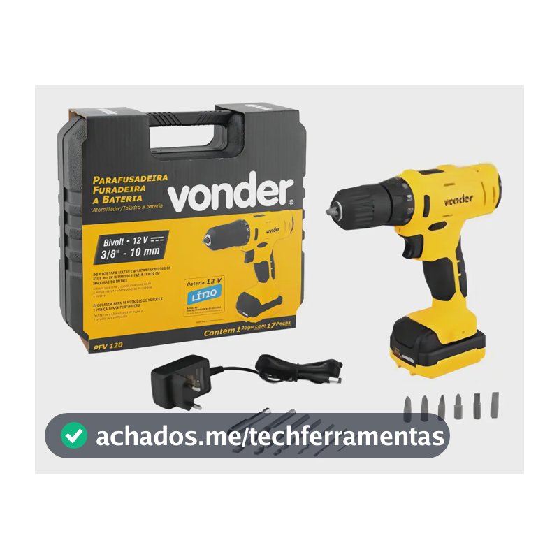 Parafusadeira Furadeira a Bateria Vonder 3/8" 12 V PFV 120 60.01.100.120