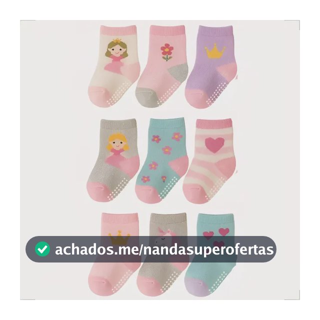 Kit 9 Meias Bebê Menina Com Antiderrapante Macia Confortável