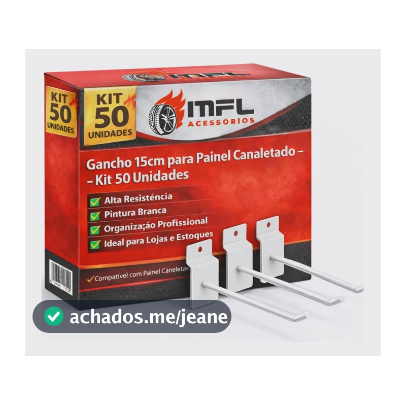 Kit 50 Ganchos Para Painel Canaletado Cor Branco 15cm Marca MFL