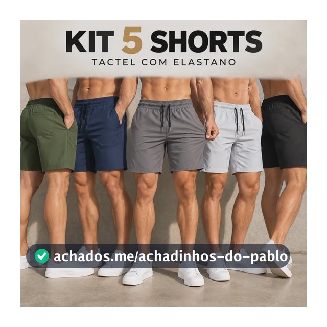Kit 5 Short Masculino Academia Praia C/ Lycra Tactel Bermuda