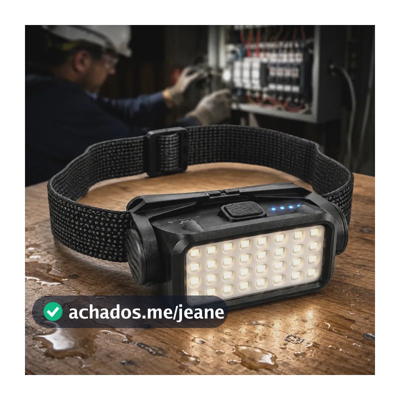 Lanterna de Cabeça Profissional Recarregável UtiliFlex de 300 Lumens para Eletricista com Luz Quente e Fria