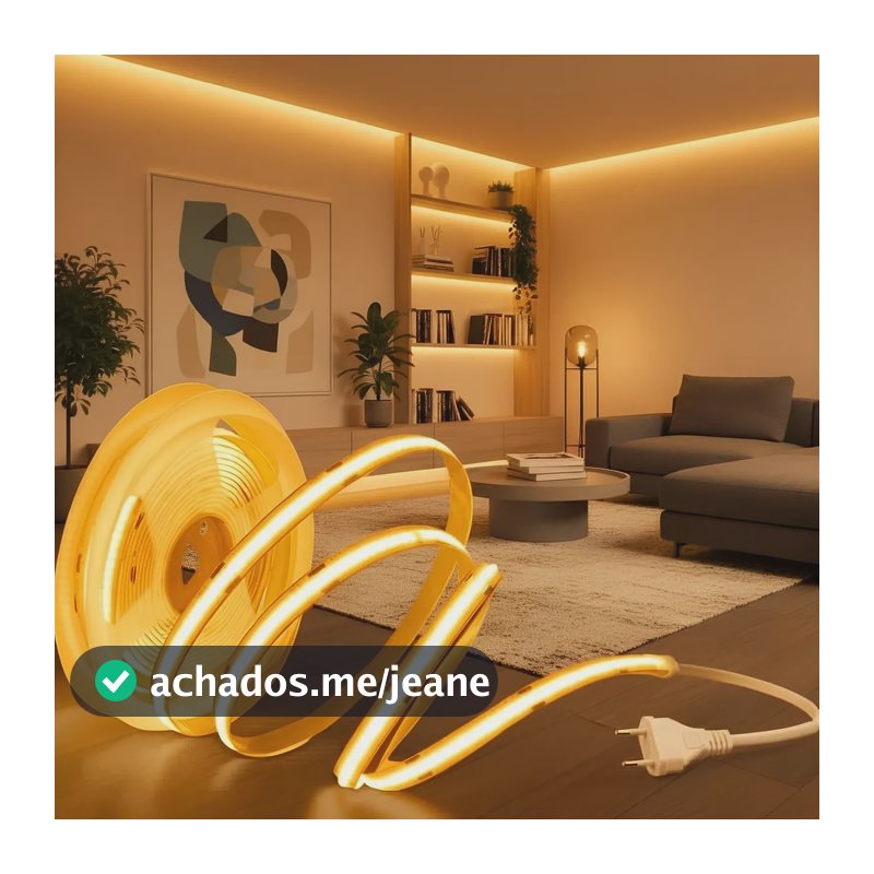 Fita Led Cob 10 Metros Direto Na Rede 150w/ 320led Perfil Branco Quente