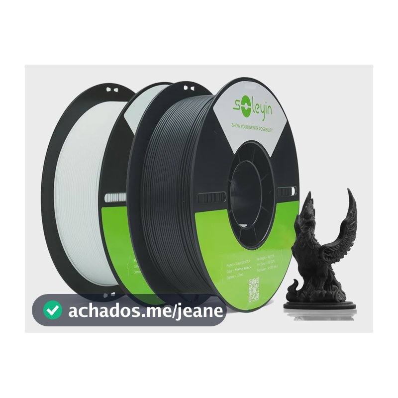 Kit 2kg Filamento Pla Creality Soleyin Pla 1.75mm Fosco Preto E Branco